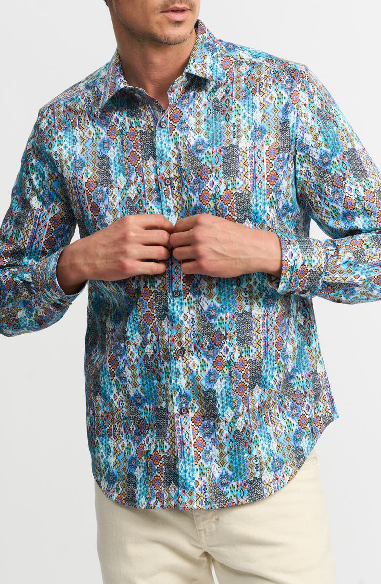 Robert Graham Merola Classic Fit Cotton Button-Up Shirt, Main, color, Blue Multi