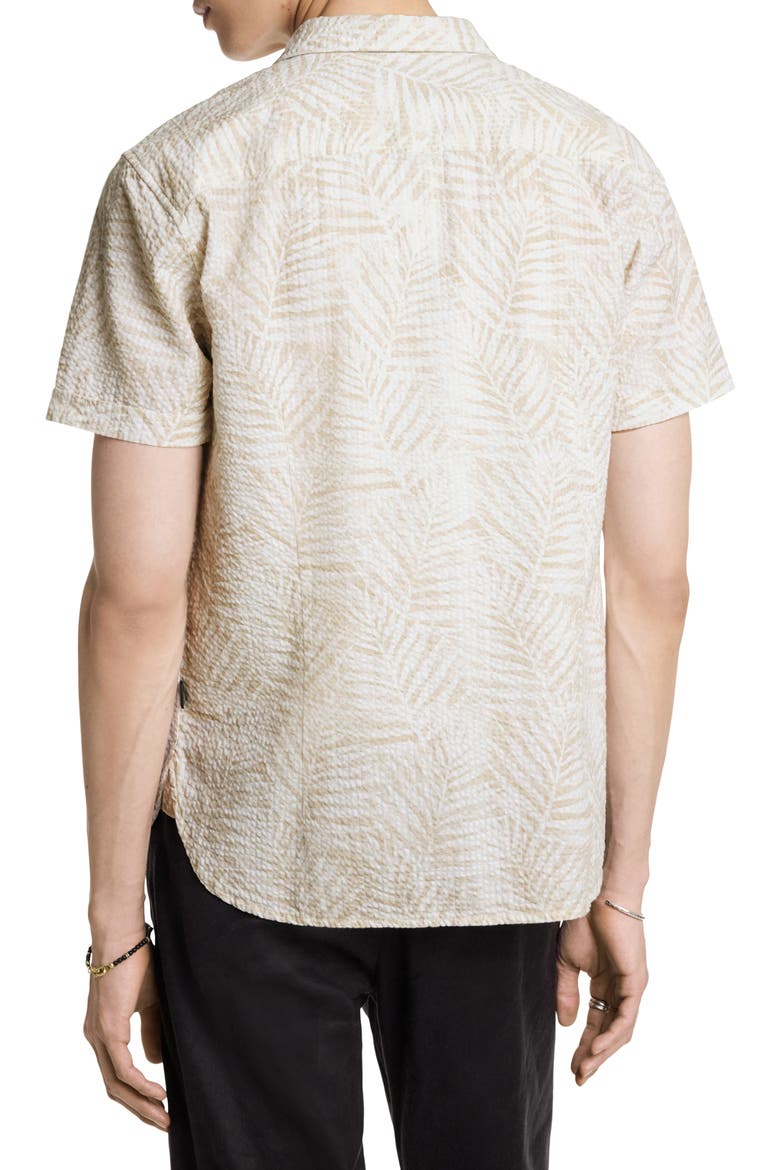 Loren Short Sleeve Cotton Seersucker Button-Up Shirt, Alternate, color, TERRA BROWN