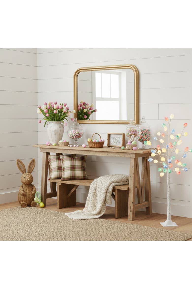 4-ft Pre-Lit Artificial Easter Twig Tree with 48 Egg Shaped LED Ornaments, Alternate, color, White