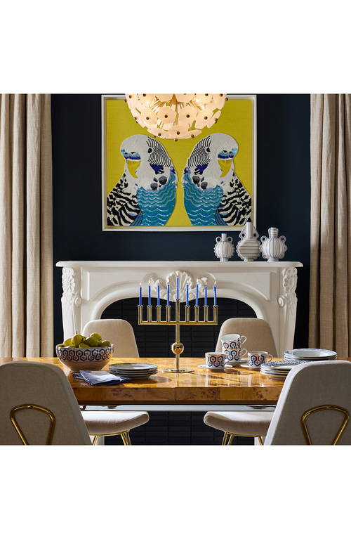 Jonathan Adler Newport Serving Bowl In White/blue/gold