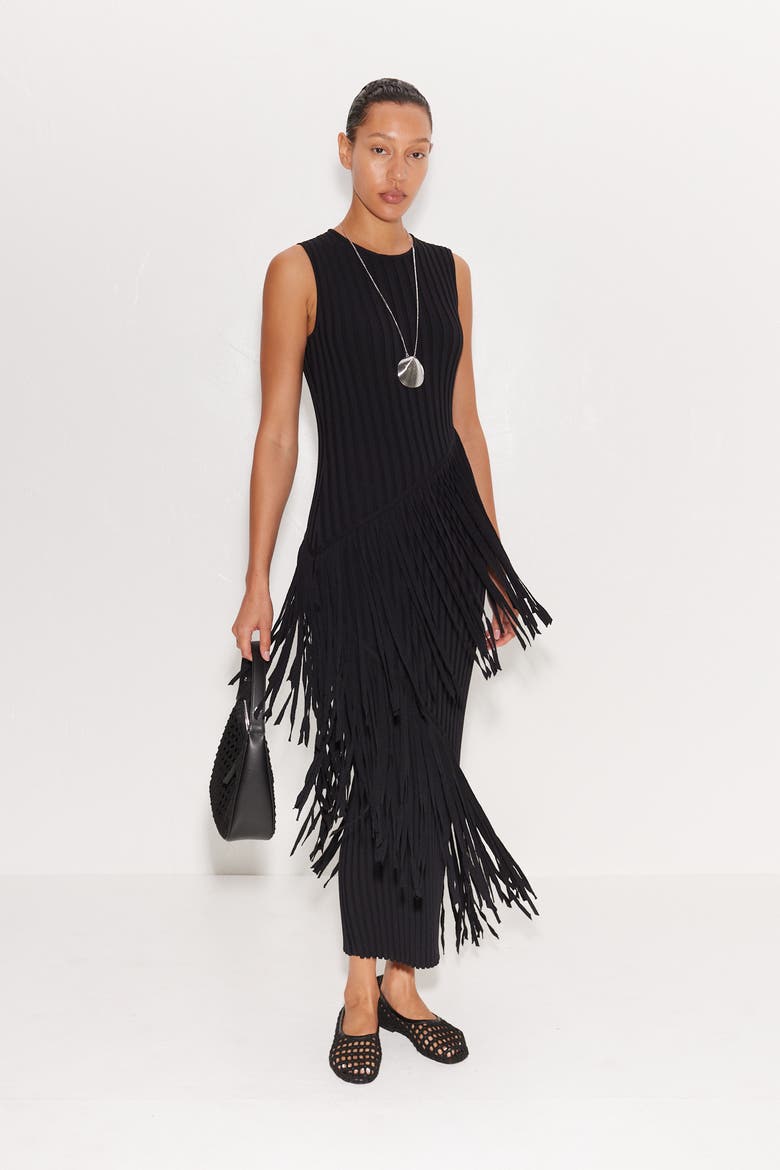 Spiral Knit Dress, Alternate, color, Black