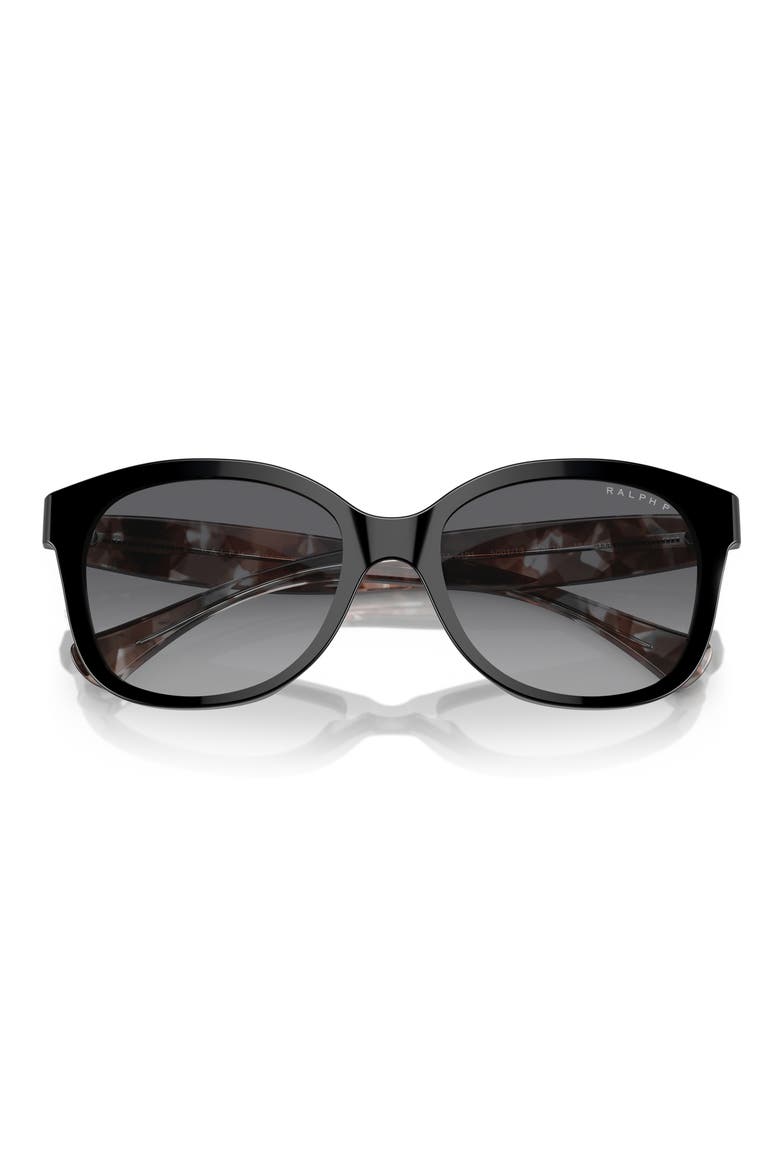 55mm Polarized Gradient Cat Eye Sunglasses, Alternate, color, SHINY BLACK / POLAR GREY