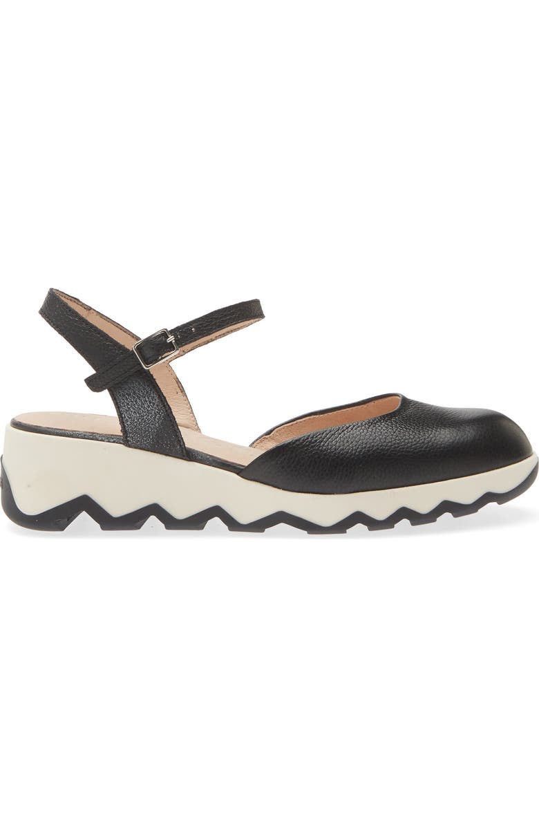 Wonders Ankle Strap Platform Ballet Pump, Alternate, color, Wild Black