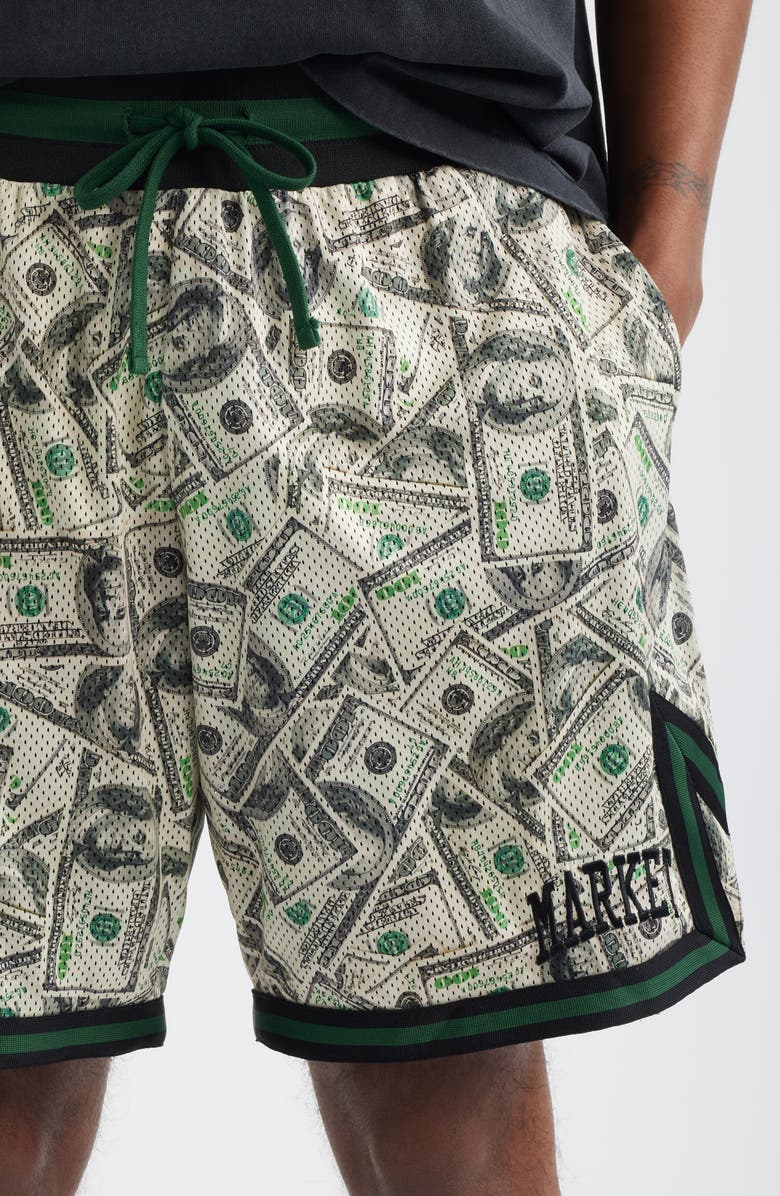 MARKET Money Arc Perforated Game Shorts, Alternate, color, Green Multi