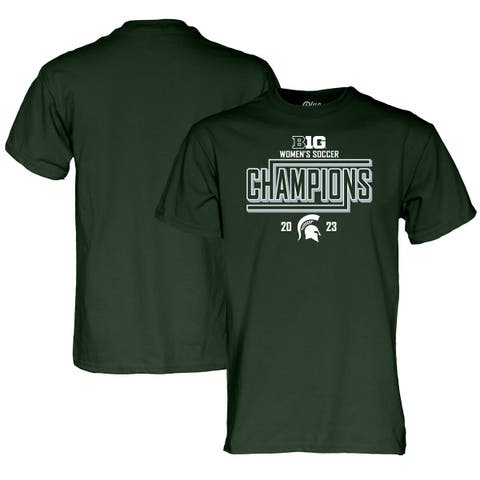 Unisex Blue 84  Green Michigan State Spartans 2023 Big Ten Women's Soccer Regular Season Champions Locker Room T-Shirt