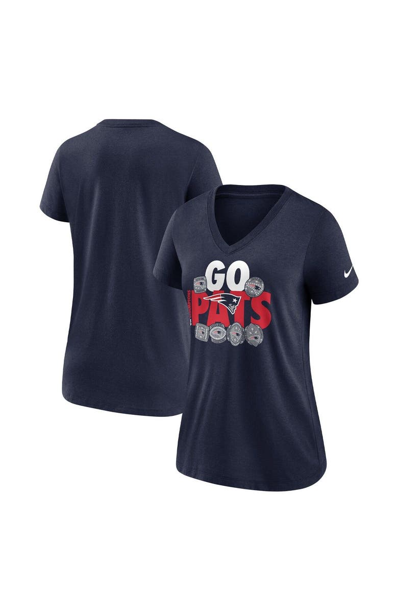 Nike Women's Nike Navy New England Patriots Hometown Collection Tri-Blend V-Neck T-Shirt, Main, color, Navy