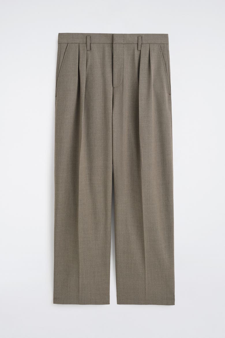 Wool-blend Relaxed-fit Wide-leg Pants, Alternate, color, BROWN