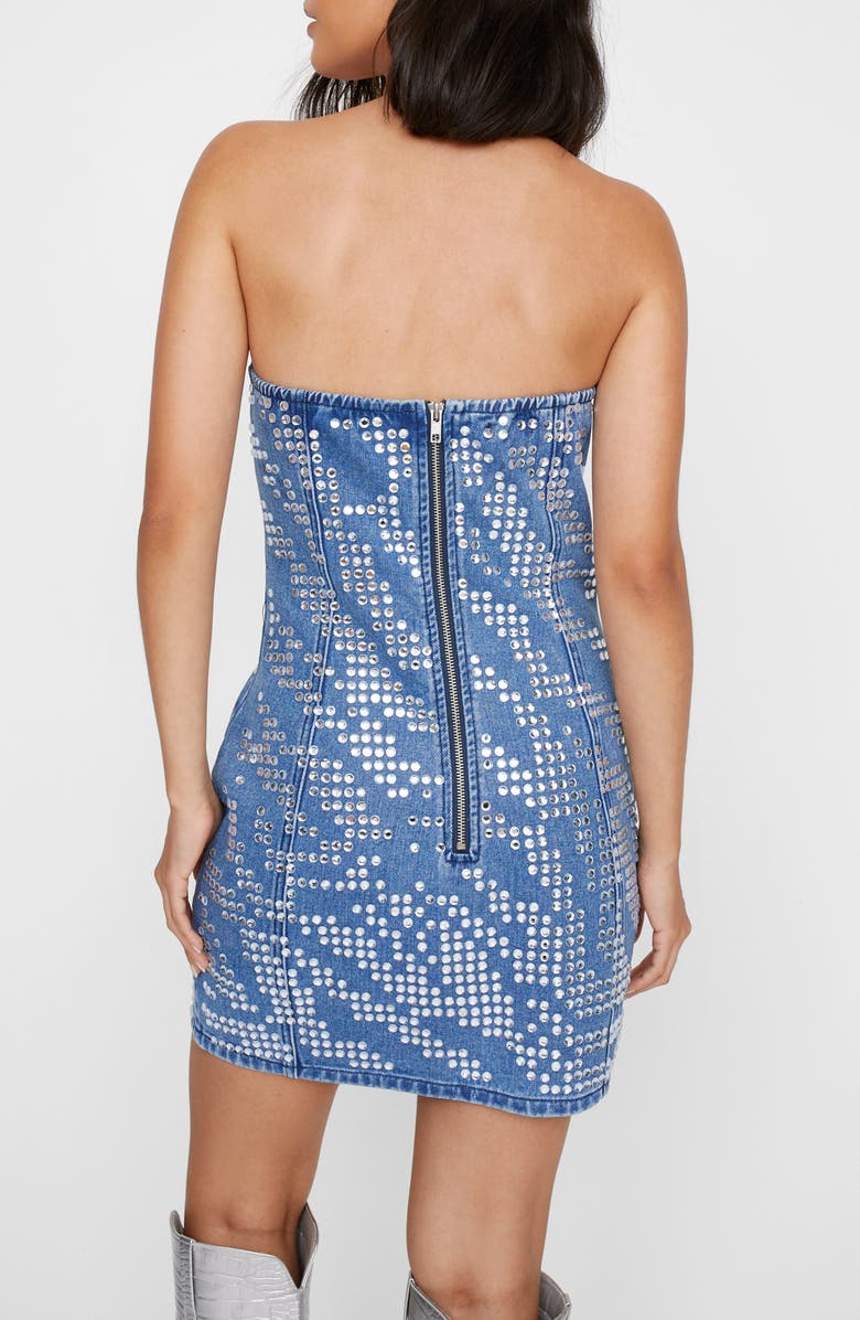 NASTY GAL Zebra Hotfix Denim Minidress, Alternate, color,