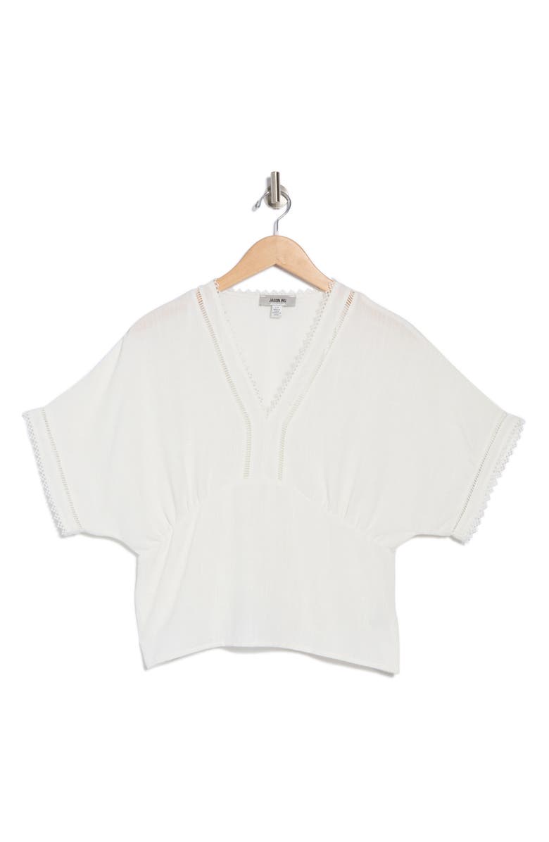 JASON WU V-Neck Elbow Sleeve Top, Alternate, color, Ivory