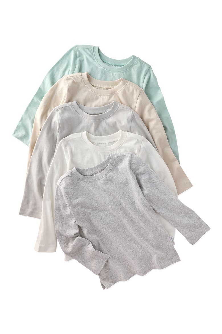 London 5-Pack Assorted Organic Cotton T-Shirts, Main, color, SEAFOAM