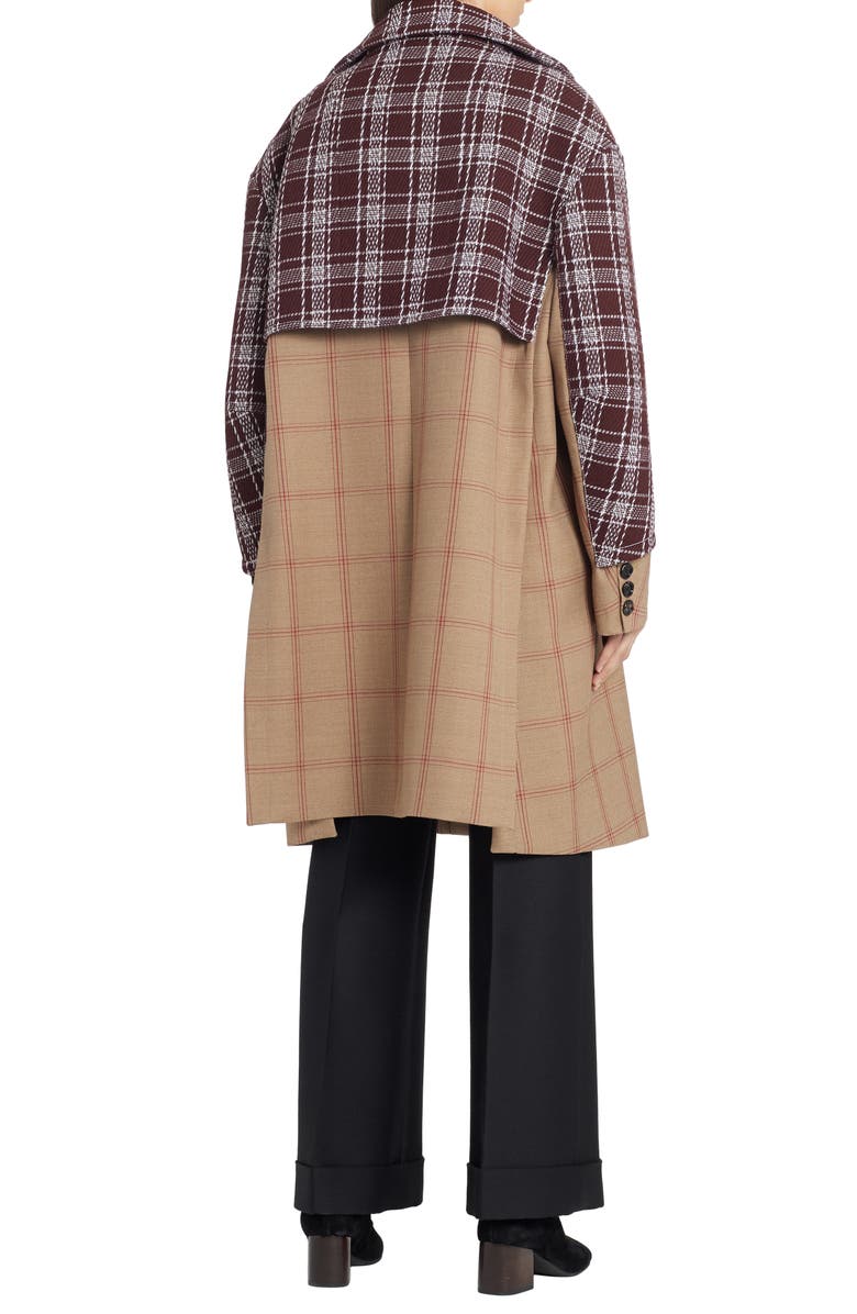Marni Mixed Media Check Wool Coat, Alternate, color,