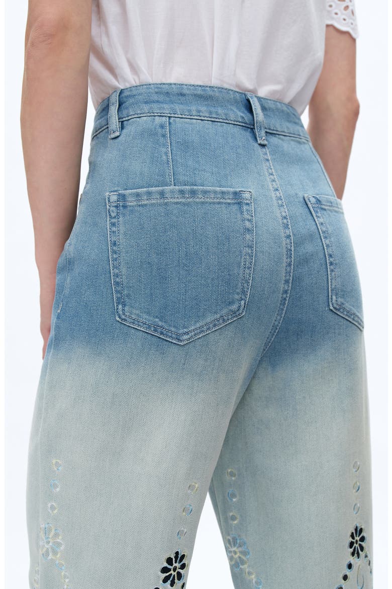 Eyelet High Waist Crop Wide Leg Jeans, Alternate, color, LIGHT BLUE