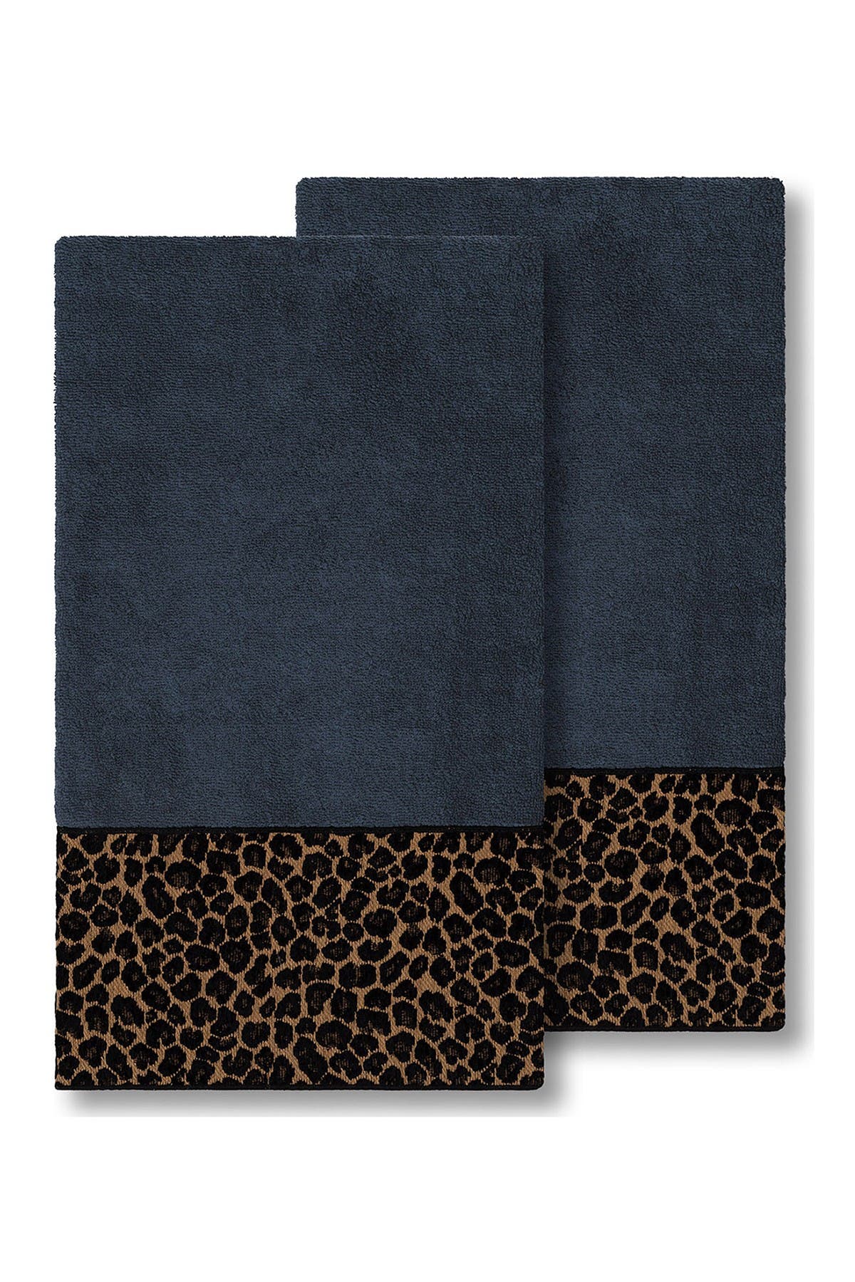 Linum Home Textiles Spots Embellished Bath Towel - Set of 2 - Midnight Blue