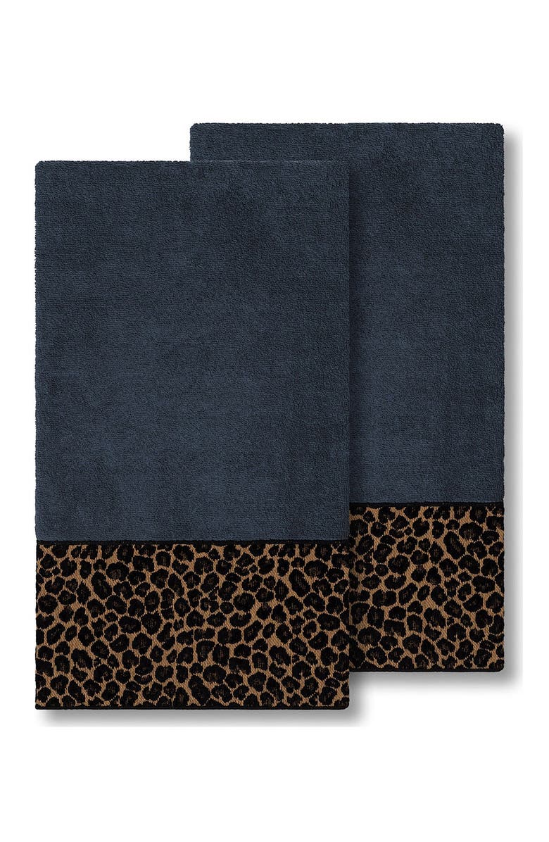 Linum Home Textiles Spots Embellished Bath Towel - Set of 2 - Midnight Blue, Main, color, Midnight Blue