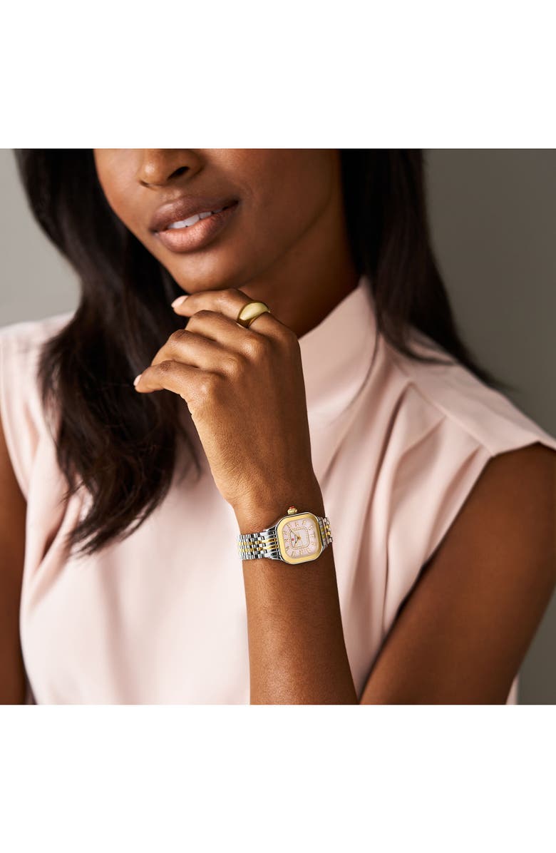 MICHELE Meggie Diamond Two-Tone Bracelet Watch, 29mm, Alternate, color, 