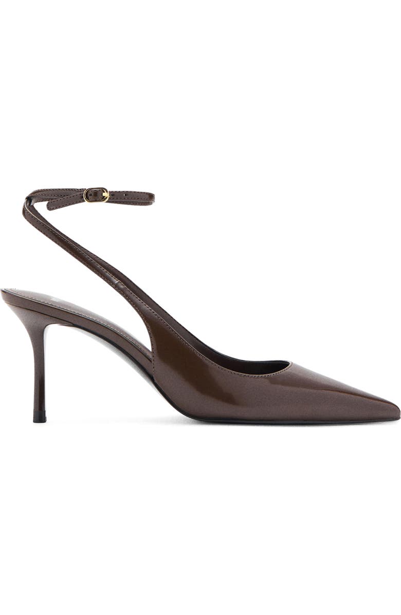 MANGO Ankle Strap Pointed Toe Slingback Pump, Main, color, Chocolate