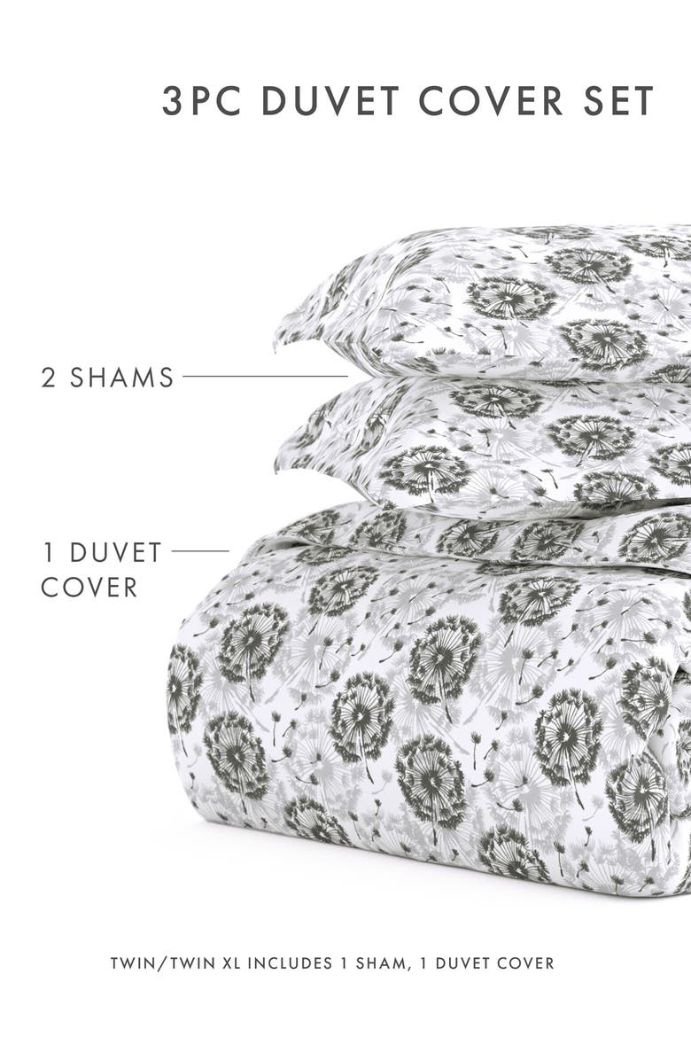 HOMESPUN HOME SPUN Premium Ultra Soft 3-Piece Make a Wish Print Duvet Cover Set, Alternate, color, Light Gray