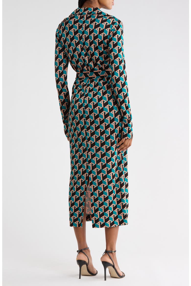 Bianco Geo Print Long Sleeve Dress, Alternate, color, INTERMISSION GEO SIG TURQUOISE
