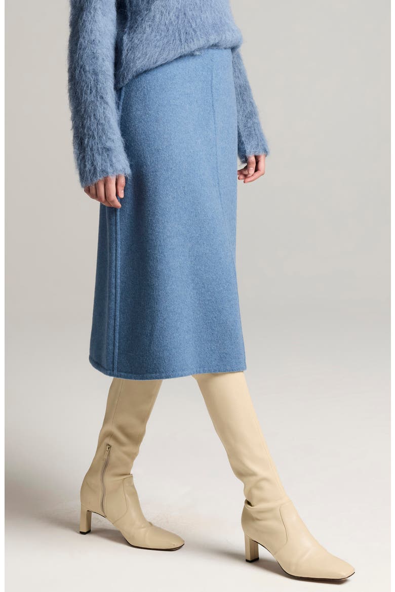 Wool Blend A-Line Skirt, Alternate, color, BLUE SLATE