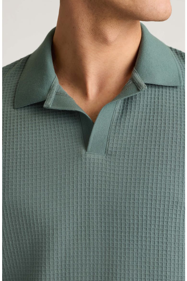 Johnny Collar Waffle Knit Polo, Alternate, color, BALSAM GREEN 18-5606 TCX
