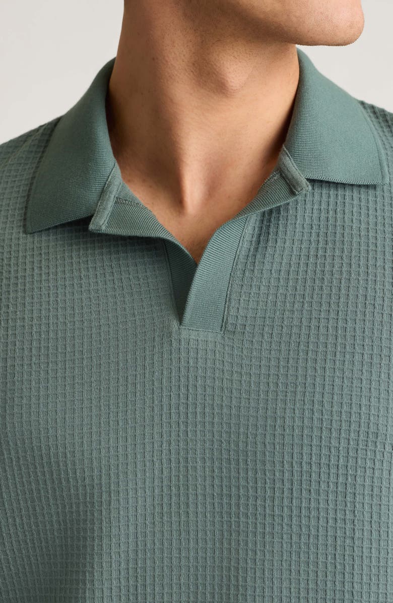 Bonobos Johnny Collar Waffle Knit Polo, Alternate, color, Balsam Green 18-5606 Tcx