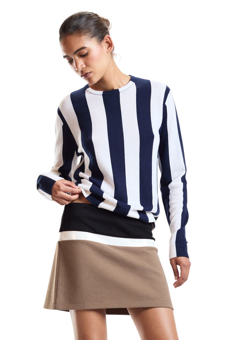Sideline Striped Sweater, Main, color, Navy