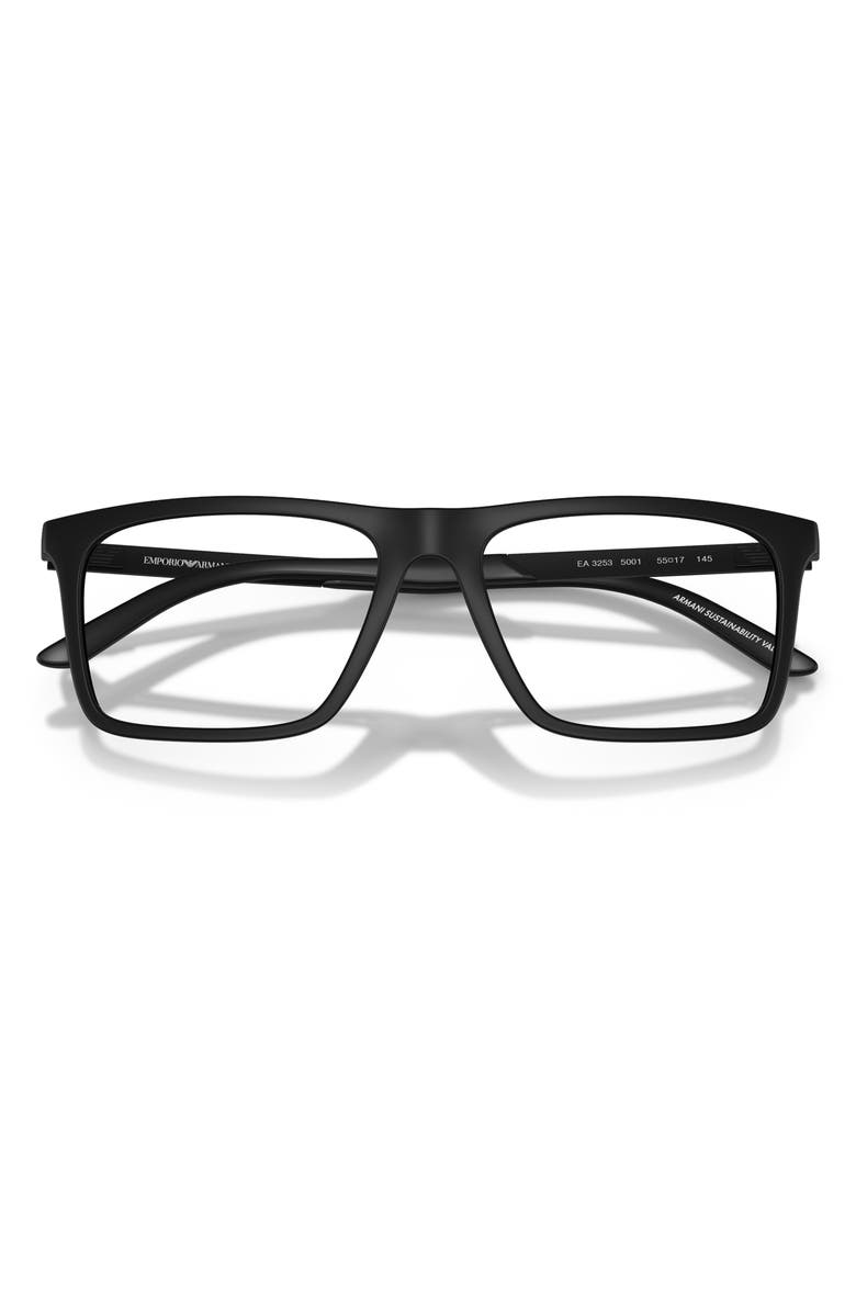 Emporio Armani 53mm Square Optical Glasses, Alternate, color, Matte Black / Demo Lens