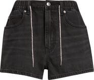 Denim x Alexander Wang Marathon Crystal Drawstring Denim Shorts