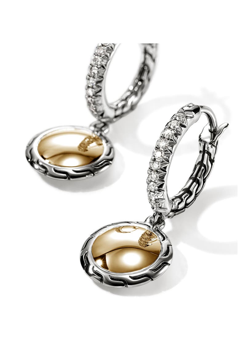 JH Essential Drop Earrings, Diamonds, 13mm, Alternate, color, STERLING SILVER / GOLD