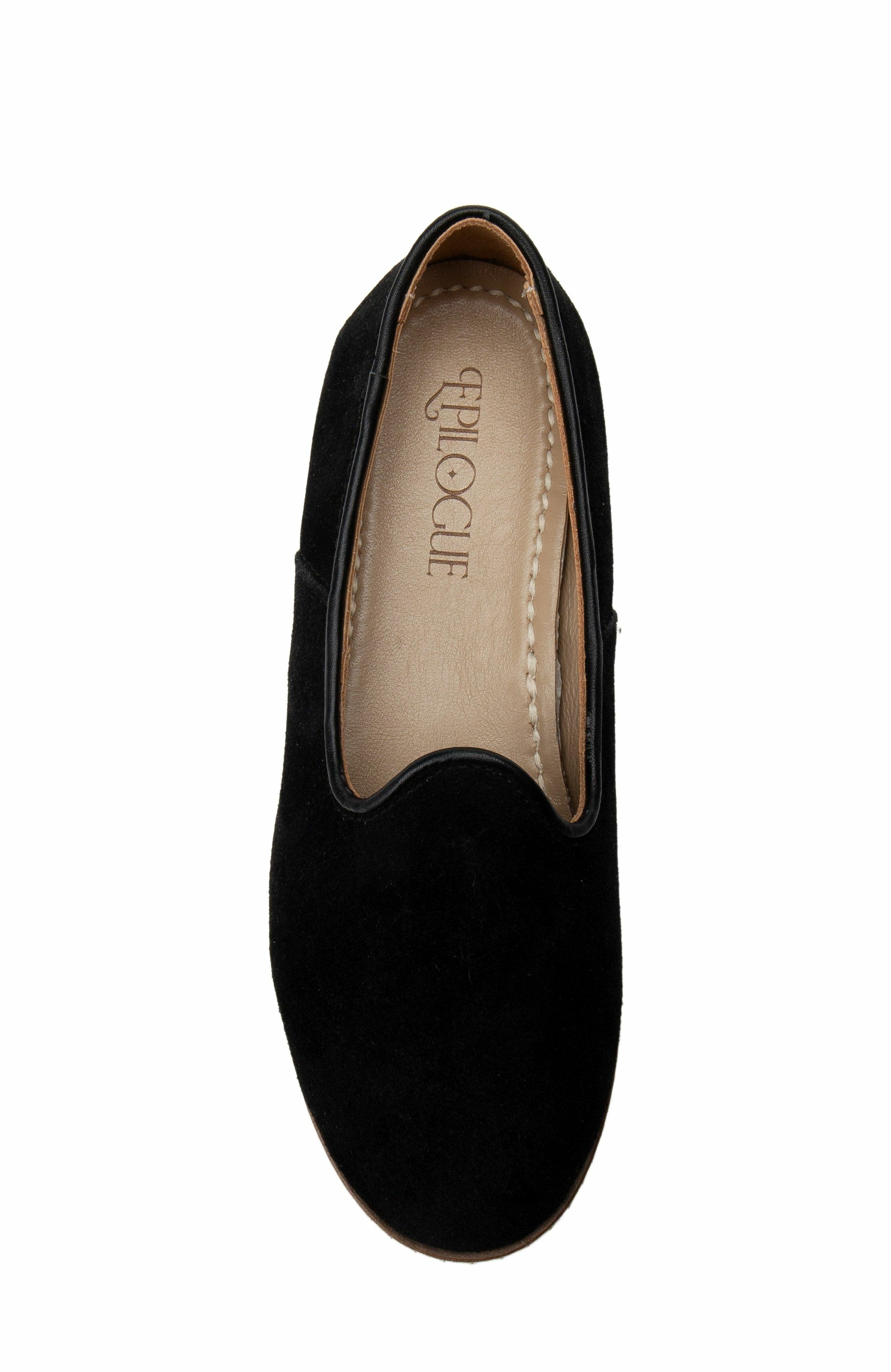 Epilogue Shoes Istanbul Suede Leather Slip On Flats, Alternate, color, Black Suede Leather