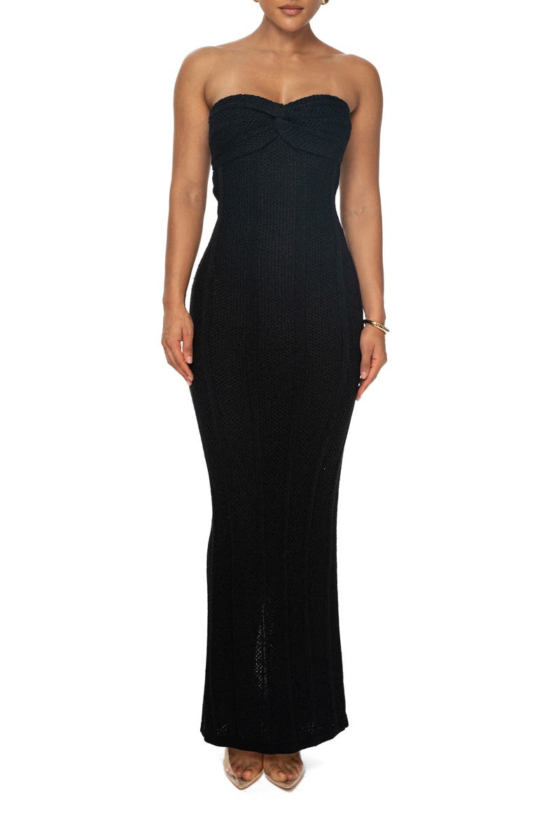 Blanca Strapless Knit Dress, Main, color, BLACK
