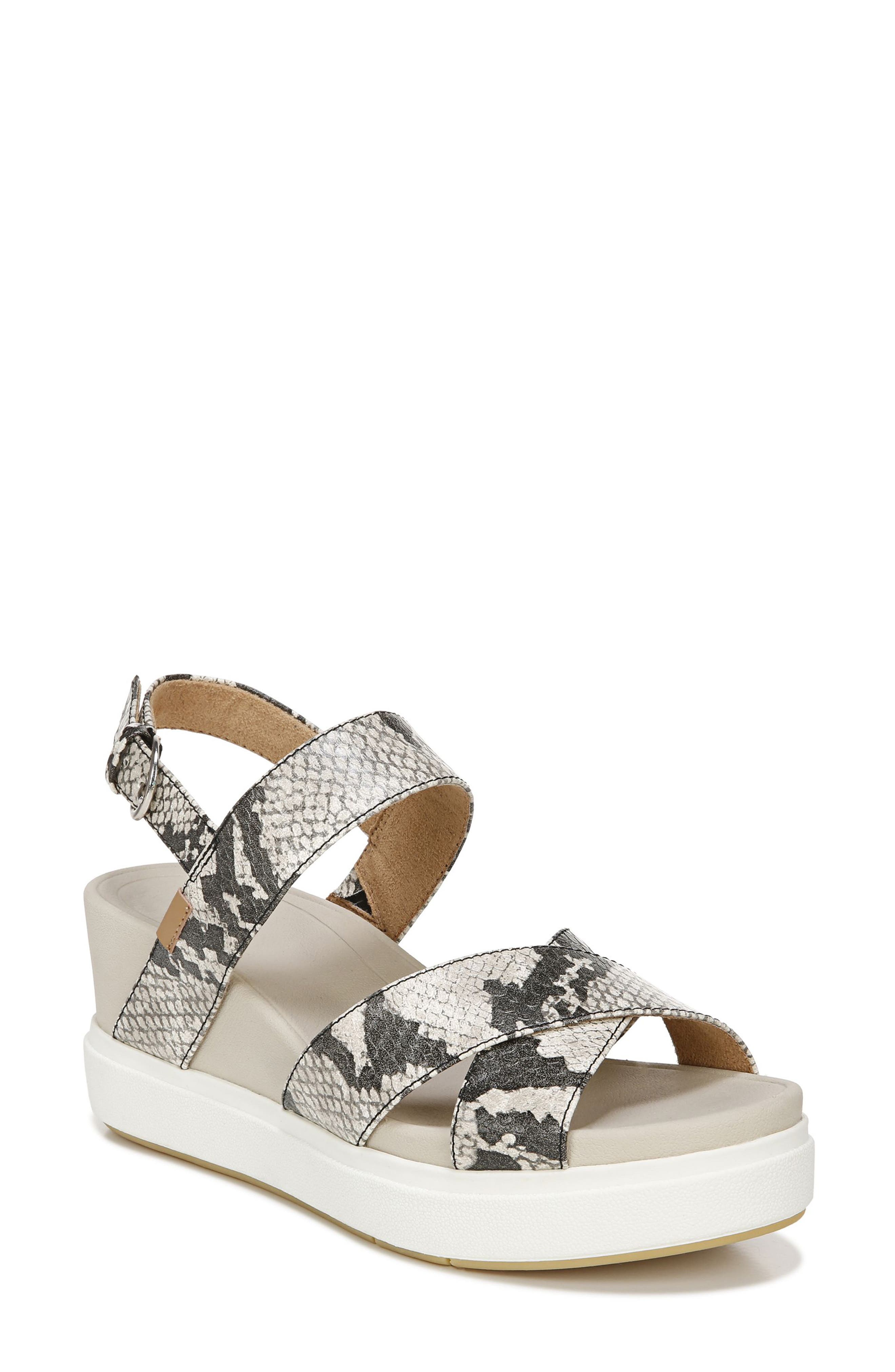 Scenario Platform Sandal, Main, color, BLACK WHITE SNAKE FAUX LEATHER