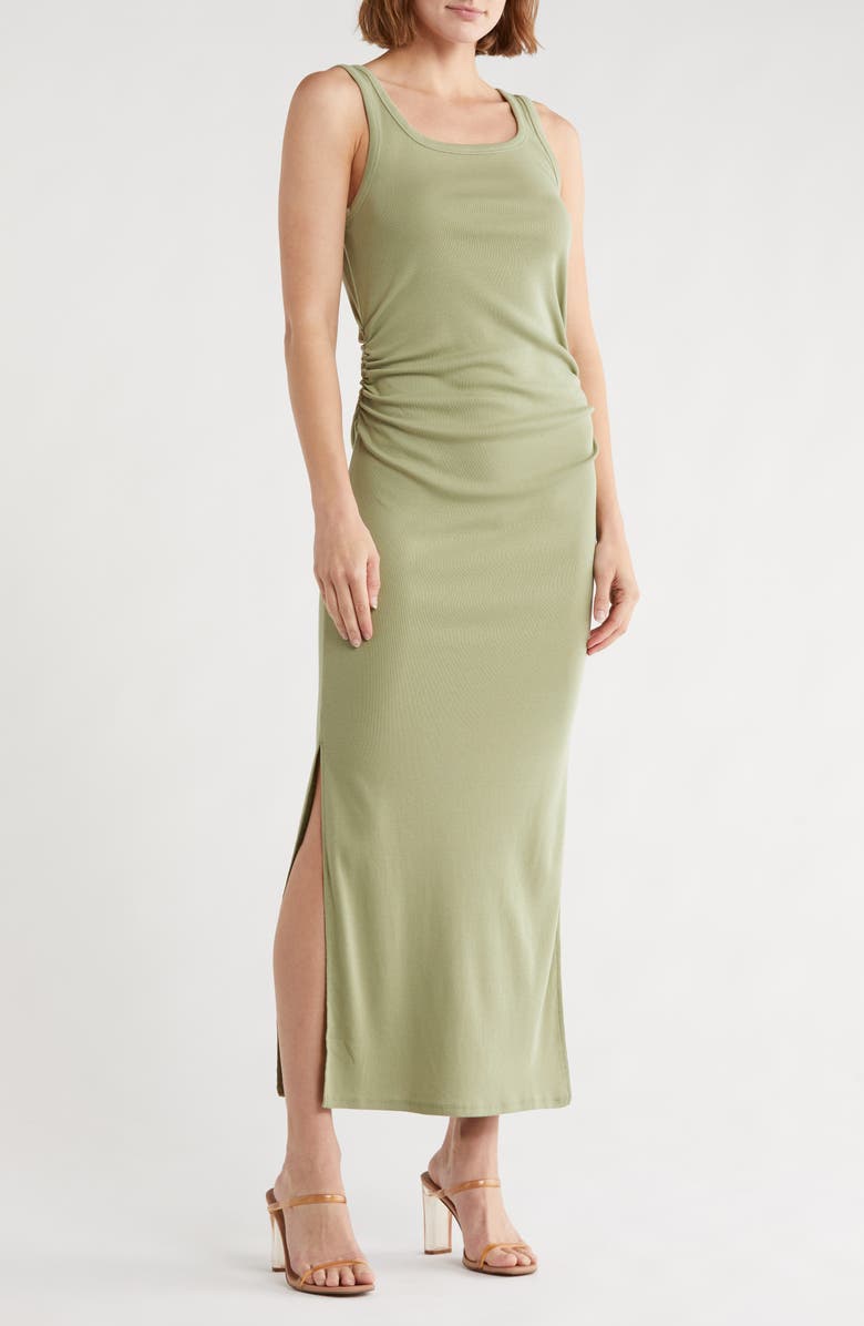 Melrose and Market Ruched Side Maxi Tank Dress, Main, color, Olive Acorn