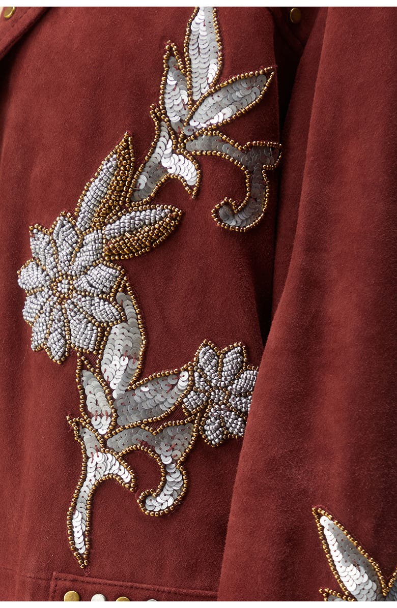 NASTY GAL Embellished Fringe Trim Suede Jacket, Alternate, color, 