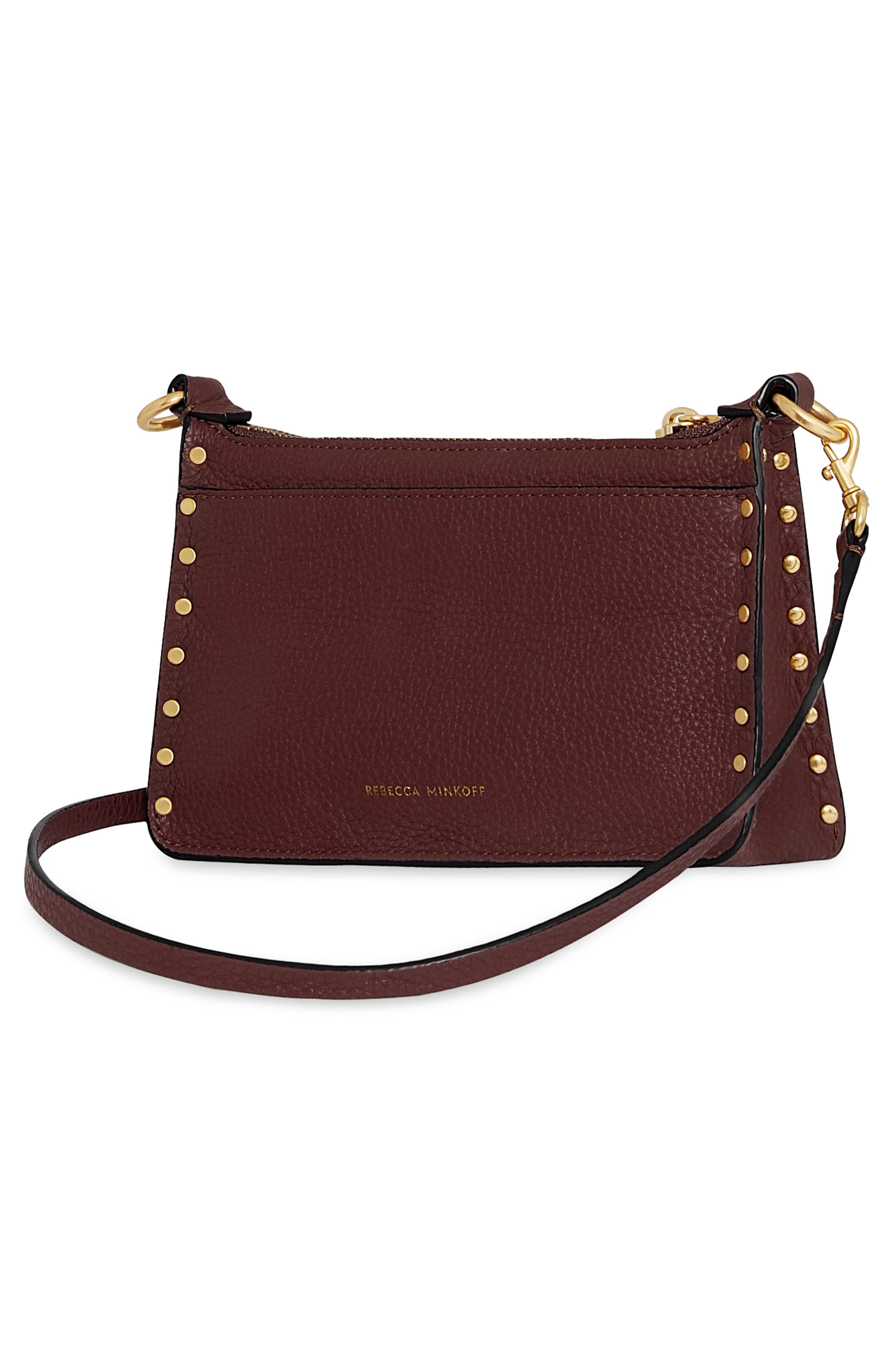 Rebecca Minkoff Mini Darren Leather Crossbody Bag, Alternate, color, Cherrywood
