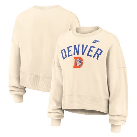 Women's Nike Natural Denver Broncos Oversized High Hip Legacy Arch Phoenix Fleece Sweatshirt