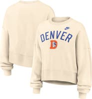 Nike Women's Nike Natural Denver Broncos Oversized High Hip Legacy Arch Phoenix Fleece Sweatshirt