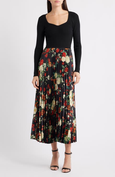 The Maeve Long Sleeve Mixed Media Dress