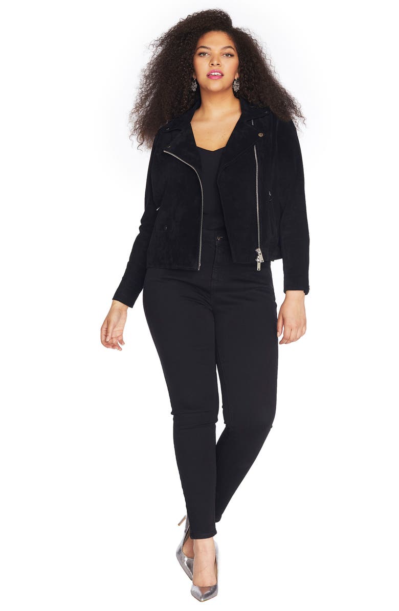 Rebel Wilson X Angels Suede Moto Jacket, Alternate, color, 