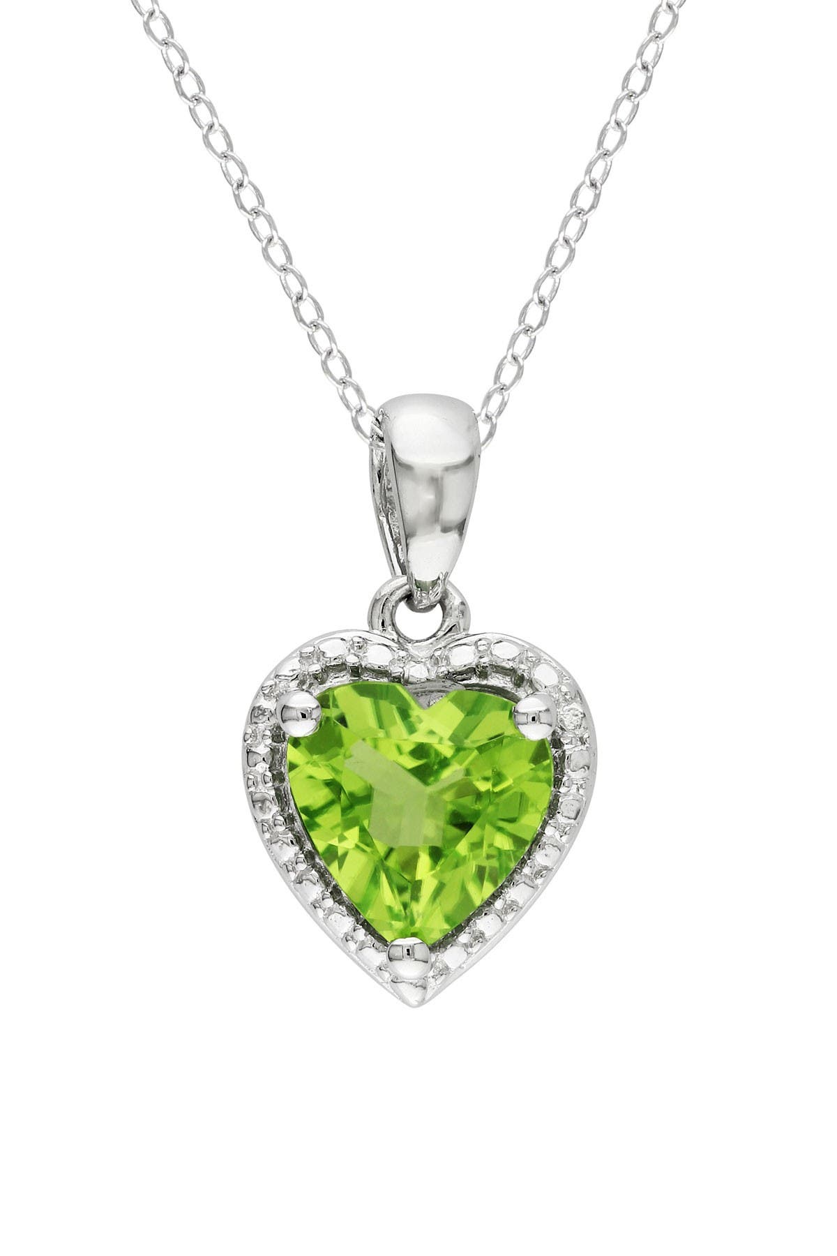 Sterling Silver Peridot Heart Pendant Necklace