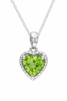 Sterling Silver Peridot Heart Pendant Necklace