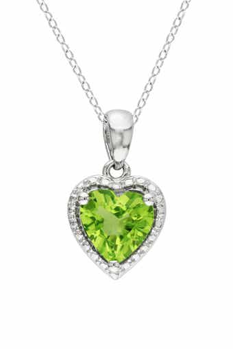 Sterling Silver Peridot Heart Pendant Necklace