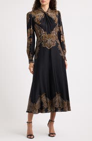 Elie Tahari Raquel Silk Blend Midi Dress