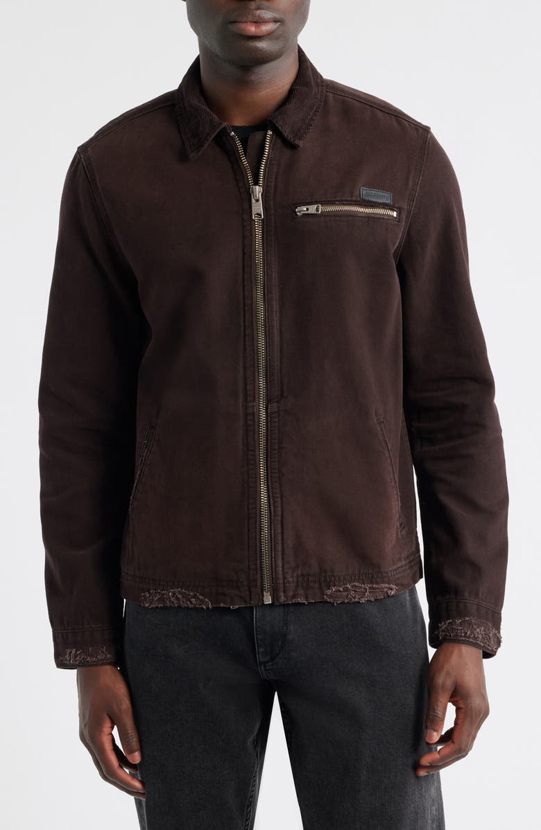 AllSaints Rothwell Distressed Denim Jacket, Alternate, color, Birch Brown