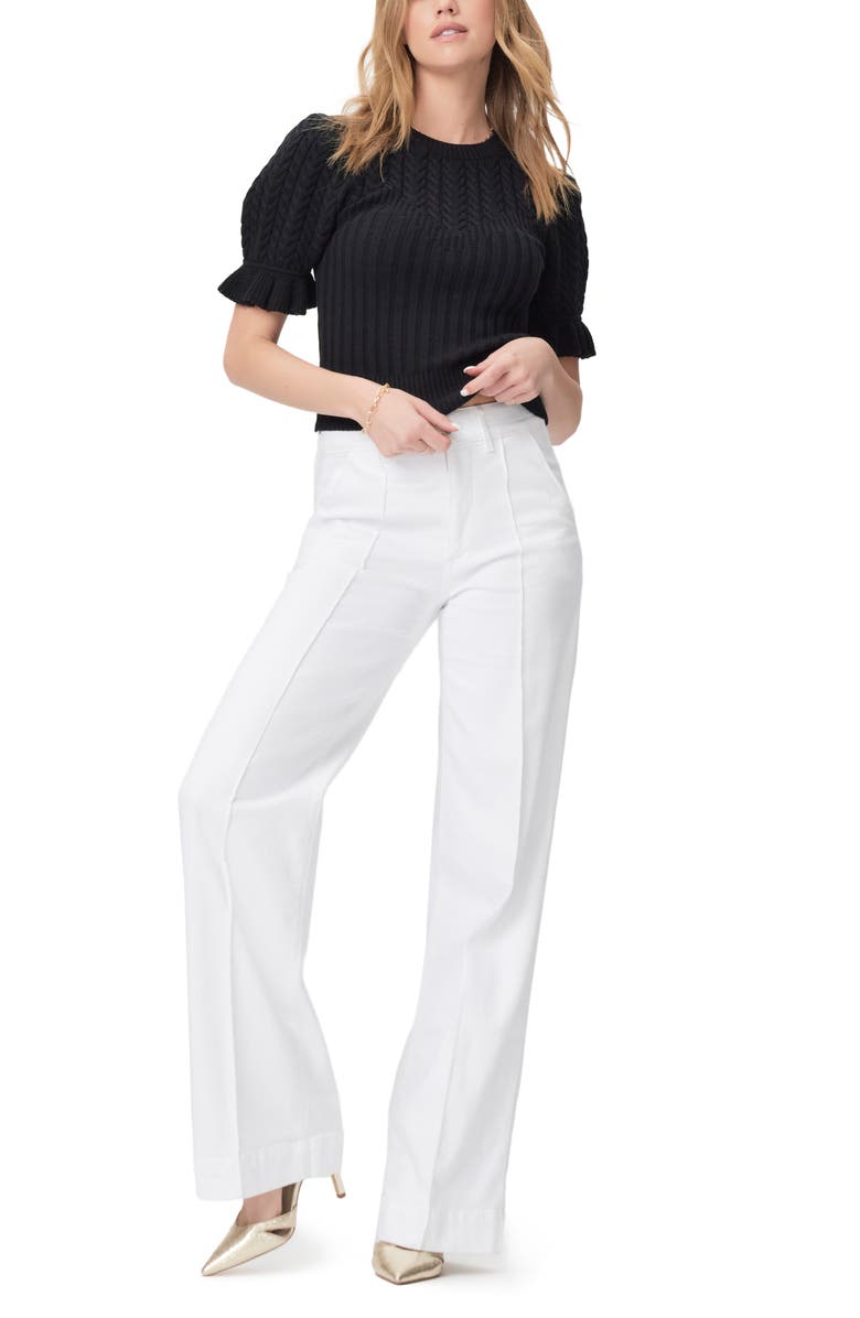 PAIGE Sasha High Waist Wide Leg Trouser Jeans, Alternate, color, Crisp White