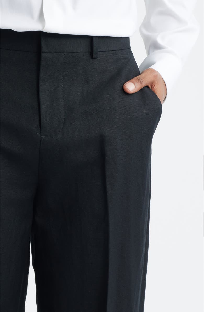 Open Edit Linen Blend Tapered Leg Pants, Alternate, color, Black