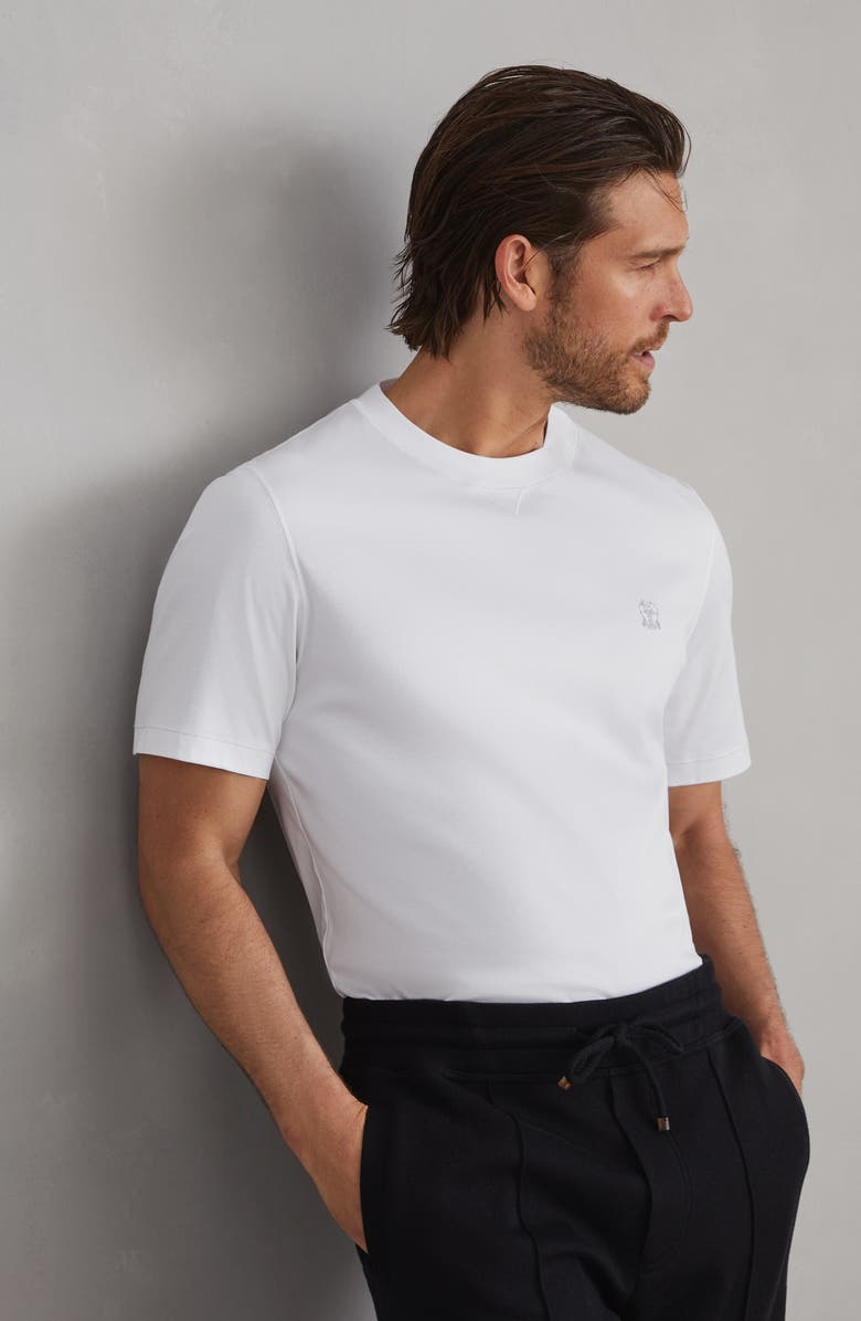 Brunello Cucinelli Jersey T-shirt with logo, Alternate, color, 