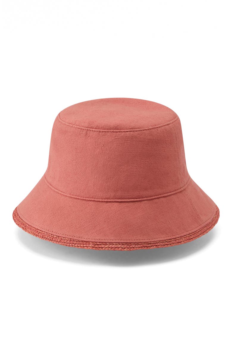 Nazar UPF 50+ Cotton & Raffia Bucket Hat, Alternate, color, POMELO