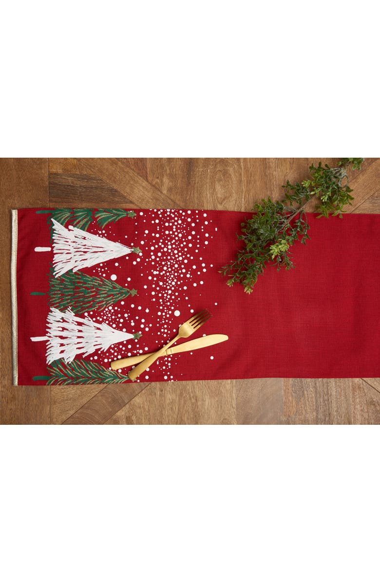 C&F Home Snowy Trees Christmas Red Table Runner 13.5" x 72", Alternate, color, 