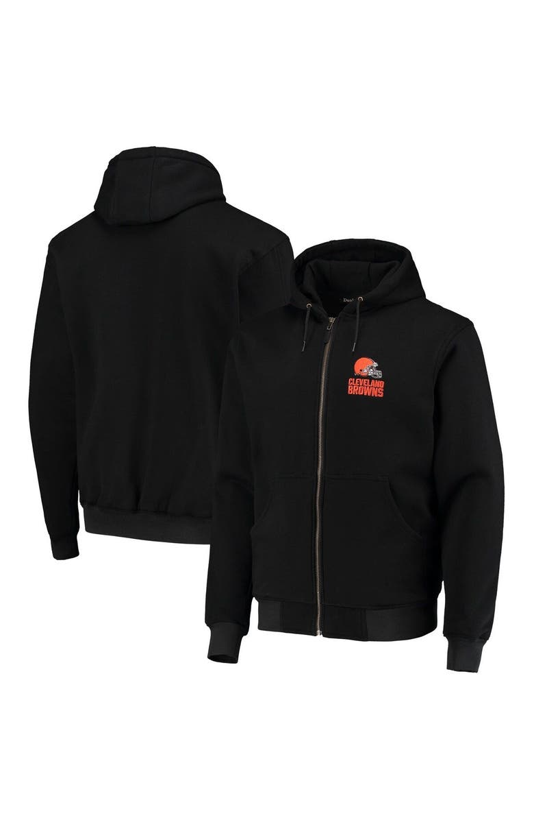 DUNBROOKE Men's Dunbrooke Black Cleveland Browns Craftsman Thermal-Lined Full-Zip Hoodie, Main, color, Black